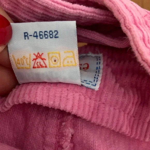 🫐3/$30 Vintage Charming Pink Corduroy Kids Overalls size 6m - Picture 8 of 8